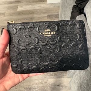Coach Black Textured Leather Pouch